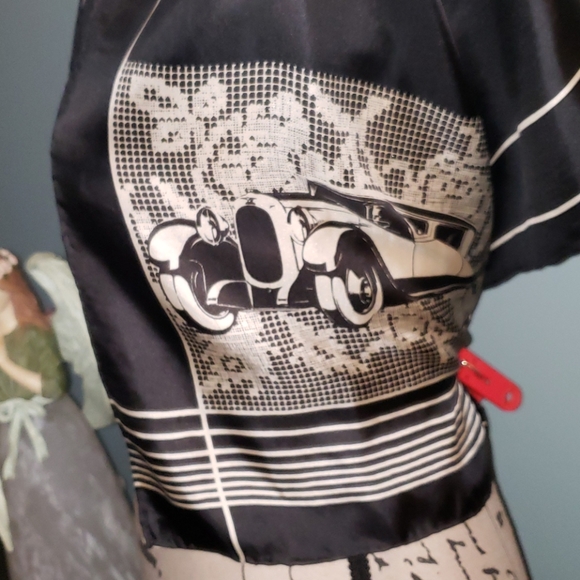 Vintage Echo Silk Cross Stitch Gangster Antique Rolls-Royce Scarf Wrap - Picture 4 of 10